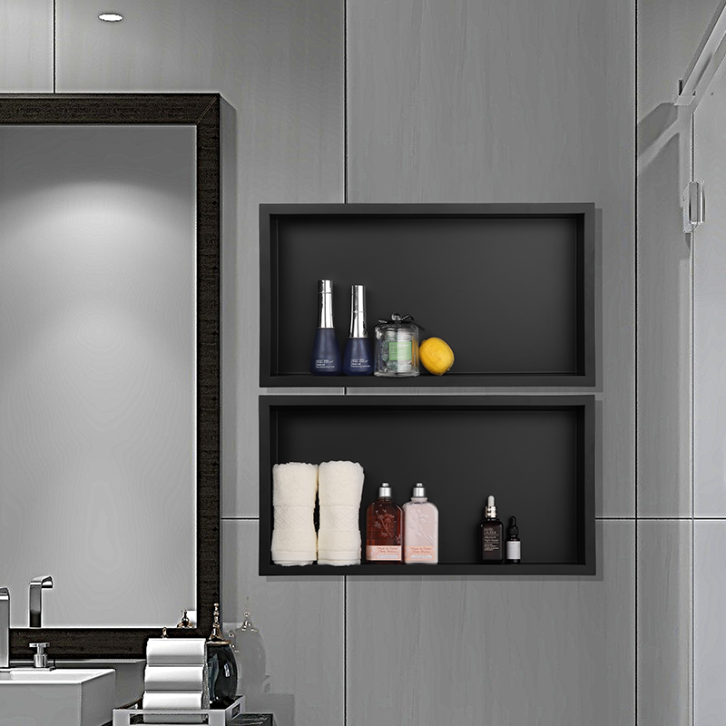 Bathroom 304 stainless steel matte black recessed shower niche