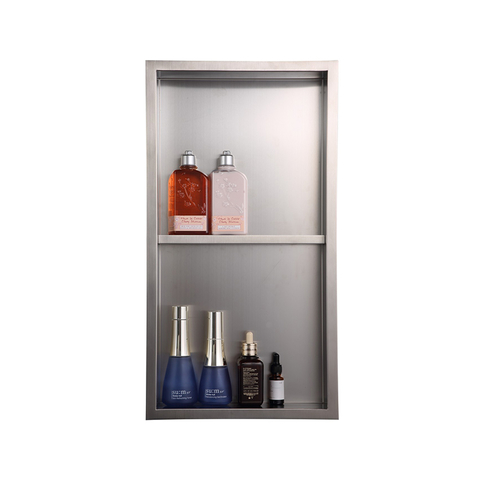 silver stainless steel 304 shower wall niche with two floors