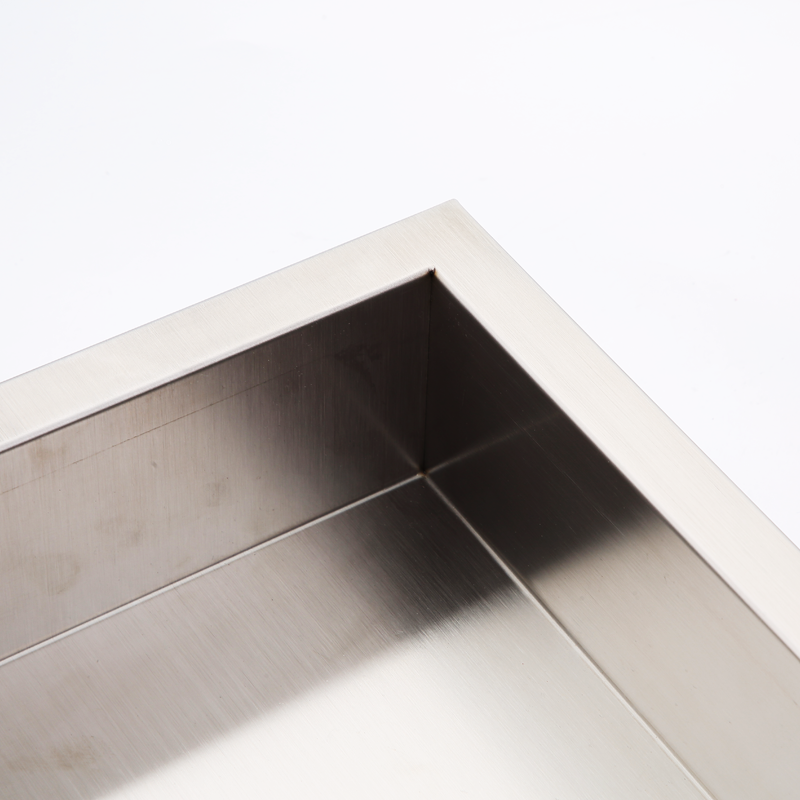 recessed wire drawing shower niche for toiletry storage