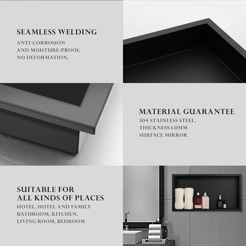 wall mounted type dark gray shower niche